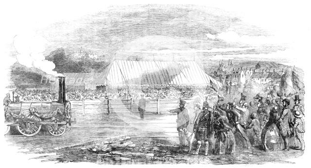 Opening of the Great North of Scotland Railway - The Huntly Station, 1854. Creator: Unknown.