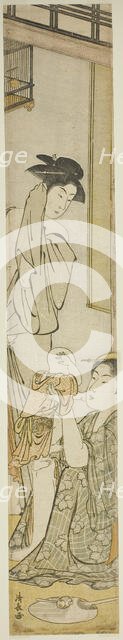 Two Women and a Child after a Bath, c. 1782. Creator: Torii Kiyonaga.