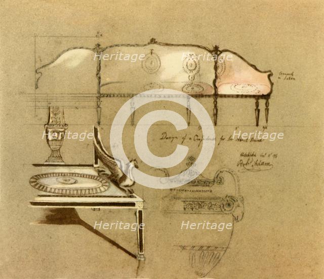 Design for a sofa, 1777, (1946). Creator: Robert Adam.
