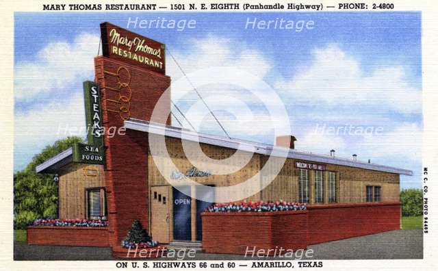 Mary Thomas Restaurant, Amarillo, Texas, USA, 1952. Artist: Unknown