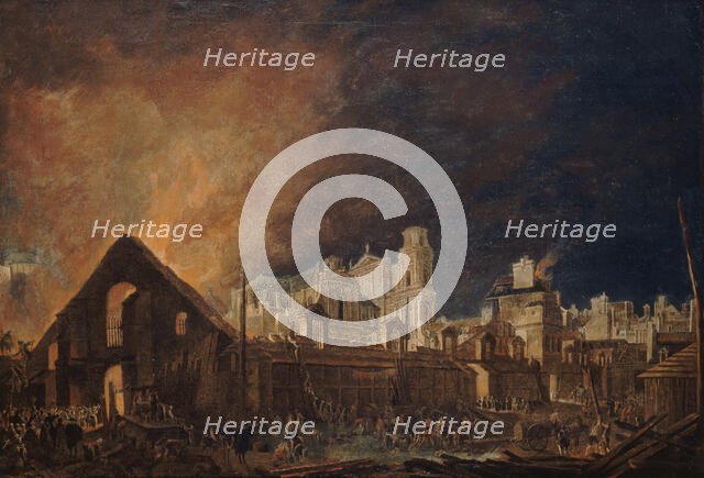The Foire Saint-Germain after the fire of the night of 16 to 17 March 1762, 1762. Creator: Demachy, Pierre-Antoine (1723-1807).