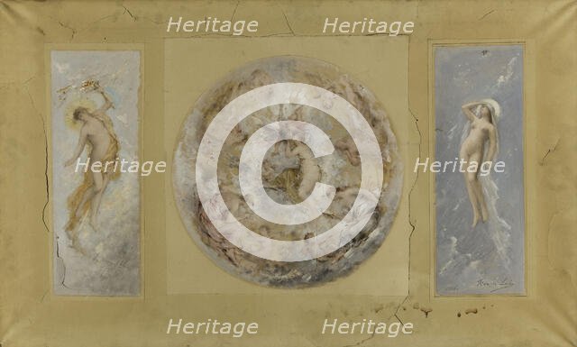 Esquisse pour la mairie de Pantin : Amour et Psyché - Le jour et la nuit, 1886. Creator: Francois Lafon.