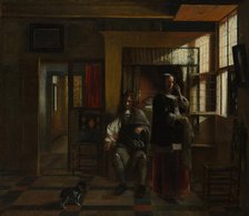 Interior with a Young Couple, probably ca. 1662-65. Creator: Pieter de Hooch.
