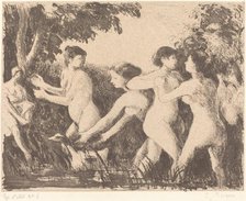 Baigneuses luttant (Bathers Wrestling), c. 1896. Creator: Camille Pissarro.