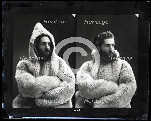 Portraits of Emil Bessels in fur parka, 1880. Creator: United States National Museum Photographic Laboratory.