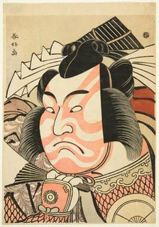 Large Head Portrait (Okubi-e) of the Actor Iwai Hanshiro IV as Akita Jonosuke Yoshikage...,c. 1791. Creator: Katsukawa Shun'ei.