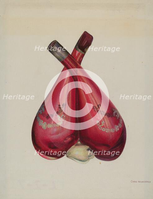 Vinegar and Oil Bottle, c. 1939. Creator: Chris Makrenos.