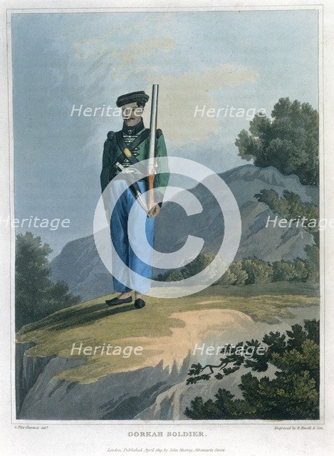 'Gorkah Soldier', 1819. Artist: Havell & Son