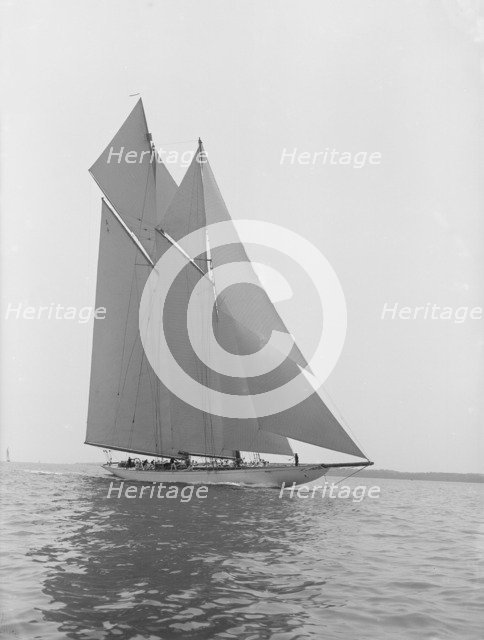 The 380 ton A Class schooner 'Margherita' sailing close-hauled, 1913. Creator: Kirk & Sons of Cowes.
