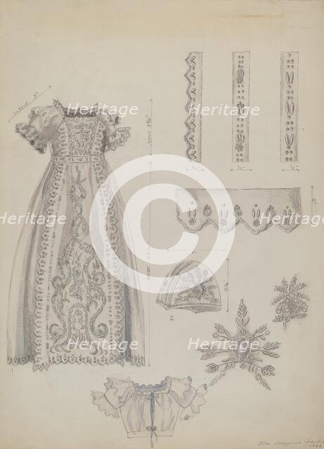 Embroidered Christening Robe & Mull Cap, 1936. Creator: Ella Josephine Sterling.