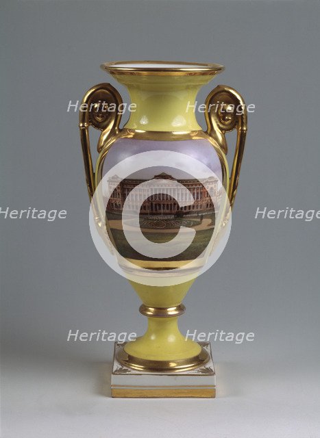 Decorative vase with the view of the Smolny-Institute for noble girls, 1830-1840s. Artist: Master of the A. Popov Factory (First half of 19th cen.)