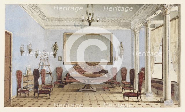 Salon Interior, 1858. Artist: Redkovsky, Andrei Alexeevich (1831-1909)