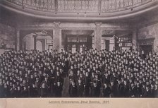 Group portrait of men in the London Commercial Sale Rooms, Mincing Lane, London, 1897. Artist: Anon