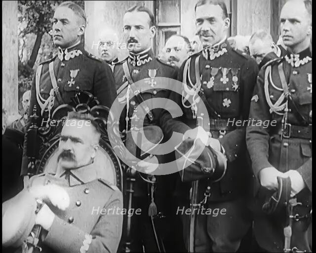 Marshall Jozef Pilsudski Reviewing Troops in Poland, 1926. Creator: British Pathe Ltd.