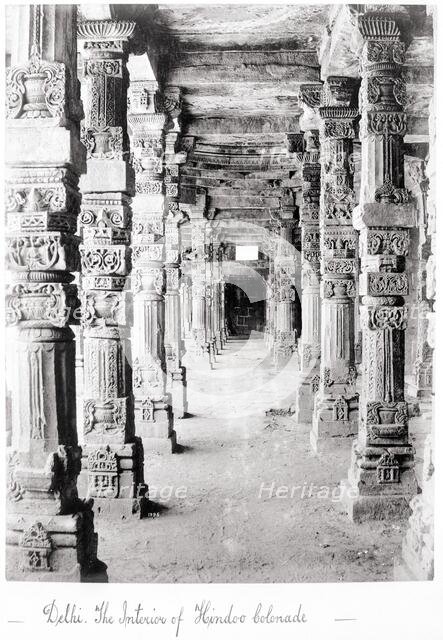 Delhi, The Interior of Hindoo Colonade, Late 1860s. Creator: Samuel Bourne.