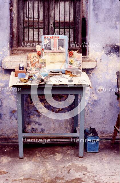 Barber's shop, Rajasthan, India, 1988.  Creator: Amanda Waite.