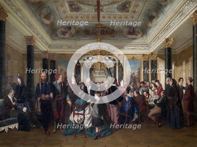 A Gaming Room in Wiesbaden, 1864. Creator: D'Unker, Carl (1828-1866).