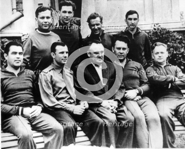 Russian rocket engineer Sergey Korolyov with cosmonauts, Crimea, USSR, c1960. Artist: Unknown