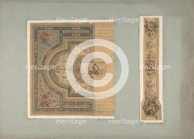 Two Designs for Ceiling with Putti and Allegorical Figures of the Arts, second half 19th century. Creators: Jules-Edmond-Charles Lachaise, Eugène-Pierre Gourdet.