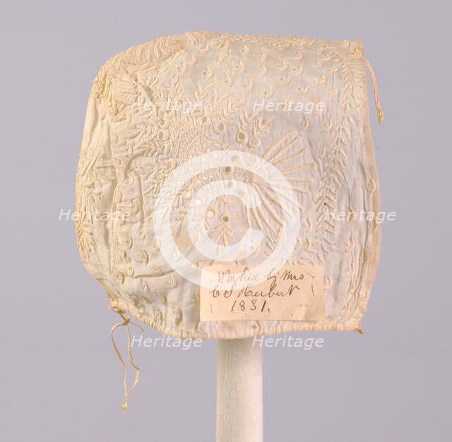 Cap, American, 1831. Creator: Unknown.