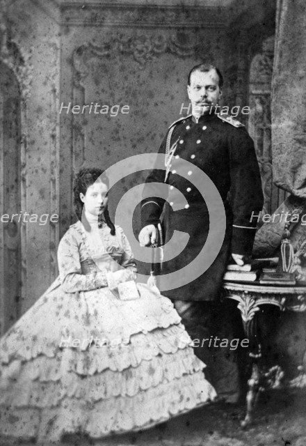 Princess Dagmar of Denmark and Grand Duke Alexander Alexandrovich of Russia, 1866.  Artist: Anon