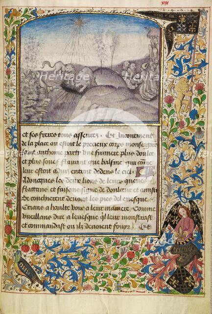 Bishop Theophilus Finding the Grave of Saint Anthony, about 1465-1470. Creators: Master of the Brussels Romuléon, Workshop of the Master of the Brussels Romuléon.