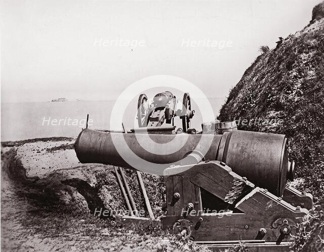 Fort Johnson, James Island, looking toward Fort Sumter, 1861-65. Creator: Unknown.