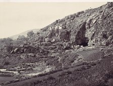 Principal Source of the Jordan, Flowing From a Cave Near Banias, Near the Site of the ..., ca. 1857. Creator: Francis Frith.