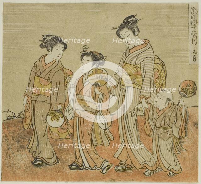 The Seventh Month (Fumizuki), from the series "Fashionable Twelve Months..., c. 1770/72. Creator: Isoda Koryusai.