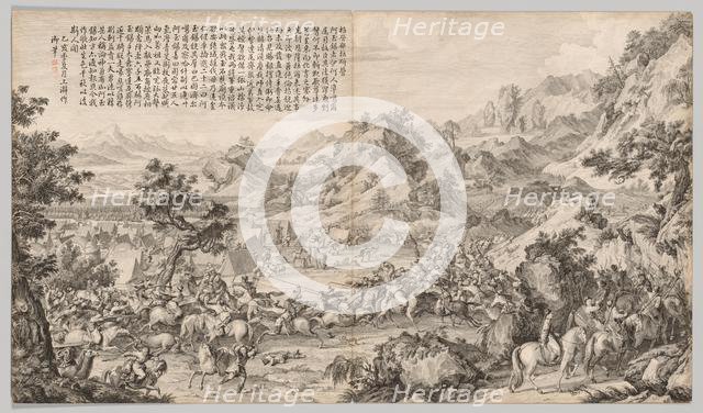 Attacking the Camp at Gatan Ola: from Battle Scenes of the Quelling of Rebellions..., c. 1765-1774. Creator: Giuseppe Castiglione (Italian, 1688-1766).