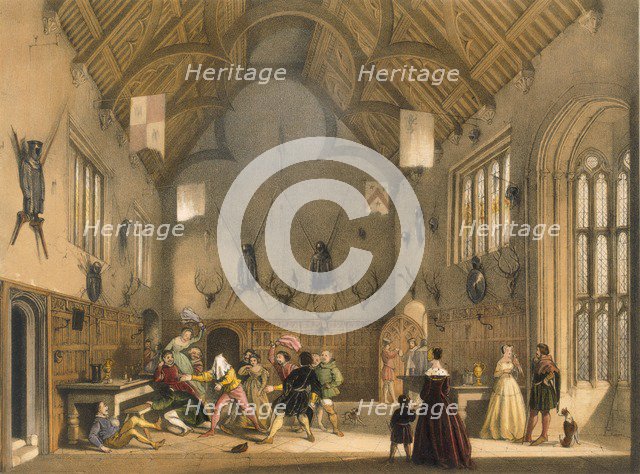 Blind Man's Buff, played in Athelhampton Hall, c1600s. Creator: Joseph Nash (1809-78).