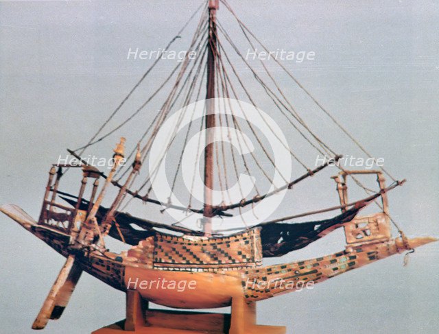 Model boat with rigging, tomb of Tutankhamun, 14th century BC. Artist: Unknown