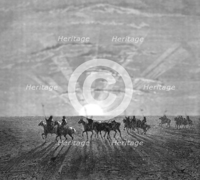 'Travelling across the Desert of Khiva; Superstitions in Central Asia', 1875. Creator: Armin Vambery.