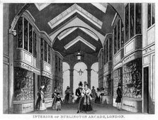 Interior of the Burlington Arcade, Westminster, London, 19th century. Artist: Unknown