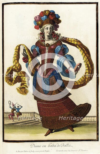 Recueil des modes de la cour de France, 'Dame en Habit de Ballet', c1682. Creators: Jacques Le Pautre, Jean Lepautre.