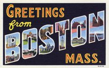 'Greetings from Boston, Massachusetts', postcard, 1933. Artist: Unknown
