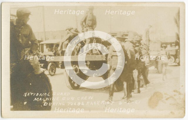 'National Guard Machine Gun Crew during Tulsa Race Riot 6-1-21', 1921. Creator: Unknown.