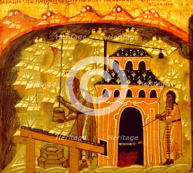 Salt production in the Solovetsky Transfiguration Monastery on the Solovetsky Islands, 17th century. Artist: Ancient Russian Art  