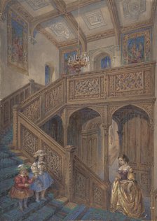 Design for a Jacobean-style Staircase (recto); Architectural Element Design (verso), ca. 1867. Creator: Matthew Digby Wyatt.