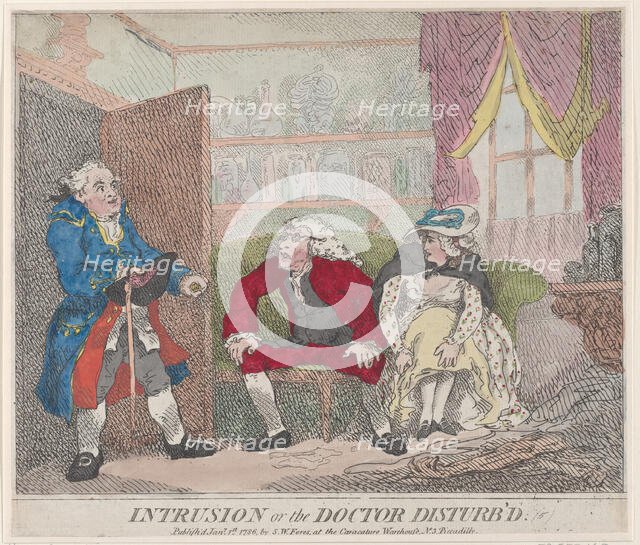 Intrusion, or The Doctor Disturb'd, January 1, 1786., January 1, 1786. Creator: Thomas Rowlandson.