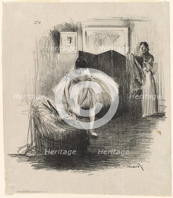 Dancer Tying Her Slipper, c. 1891. Creator: Jean Louis Forain.