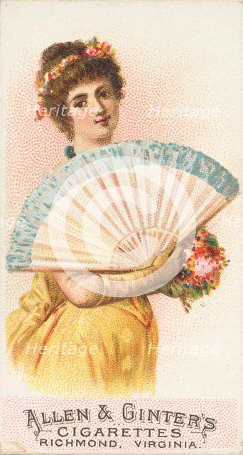 Plate 10, from the Fans of the Period series (N7) for Allen & Ginter Cigarettes Brands, 1889. Creator: Allen & Ginter.