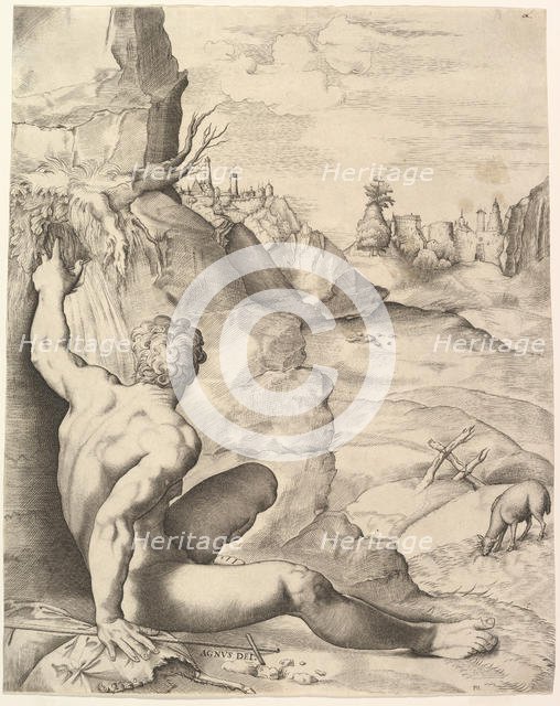 John the Baptist in the Wilderness, ca. 1545-55. Creator: Giulio Sanuto.