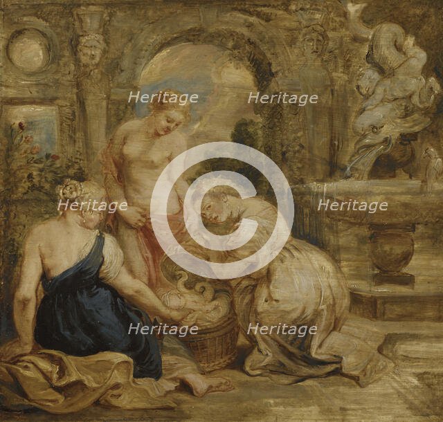 Cecrops' Daughters Finding Erichtonius. Sketch. Creator: Peter Paul Rubens.