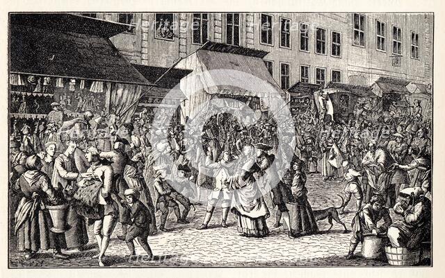 Christmas market in Berlin, 1776. Creator: Anonymous.