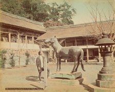 Bronze Horse Belonging to Suva Temple, Nagasaki, 1870s-1890s. Creator: Kusakabe Kimbei.