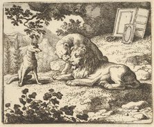 Renard Lies that he Gave the Ram Various Precious Objects that Were Meant for the Lion ..., 1650-75. Creator: Allart van Everdingen.