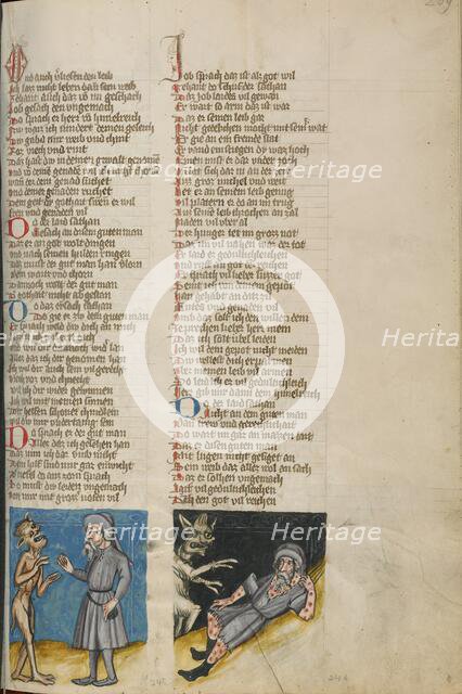 Satan before Job: Satan before the Ill Job; Weltchronik, about 1400-1410. Creator: Unknown.