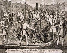 Execution of protestants at Smithfield, 1557, (c1720). Artist: Anon