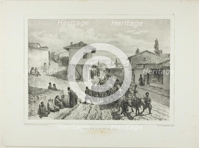 The Main Street of Baghtcheh-Saraï, Crimea, August 19, 1837, 1841. Creator: Auguste Raffet.